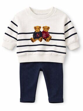 NWT Baby Boy Outfit 0-3 Months Target Bear Sweater & Pants Set Blue White